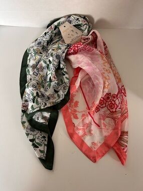 Piper Floral Scarf Duo in Green and Pink Floral